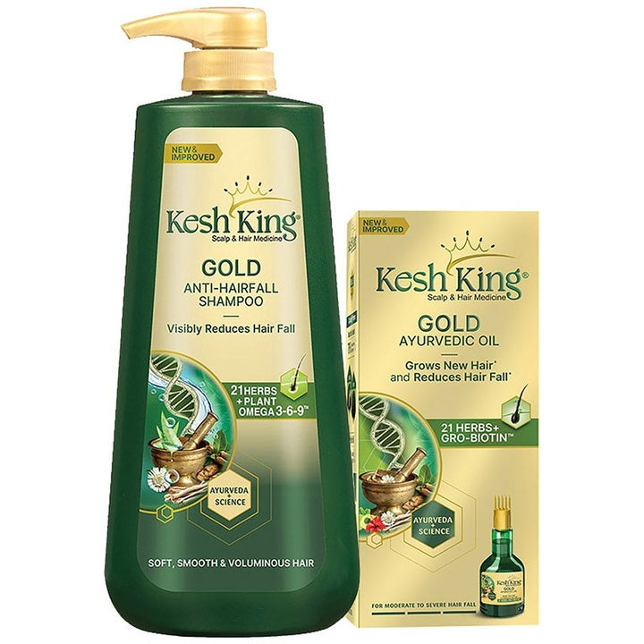 Kesh King Set of Anti-Hairfall Shampoo 600ml & Ayurvedic Hair Oil 200ml