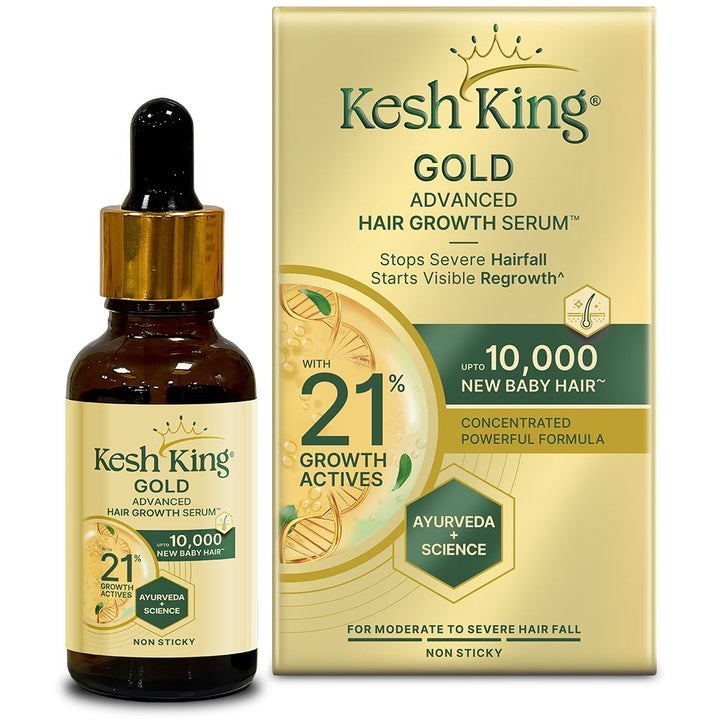 Kesh King Gold Advanced Hair Growth Serum with 21% Growth Actives - 30 ml