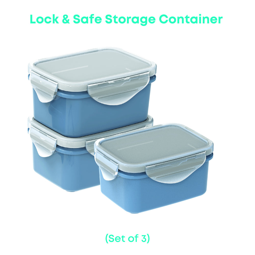 All Time Plastic Lock & Safe Storage Container (450 ml) - Set Of 3 - 1 Unit