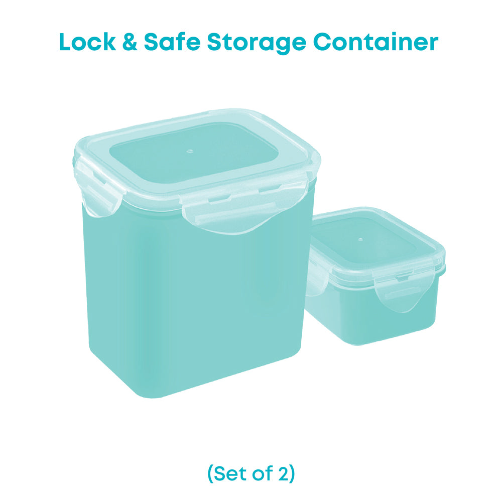 All Time Plastic Lock & Safe Storage Container (Mint Colour) - Set Of 2 - 2 U