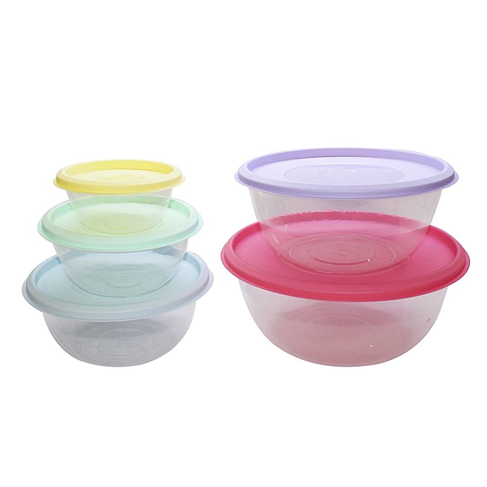 All Time Plastic Prism Round Storage Containers (Multicolour) - Set Of 5 - 1 Unit