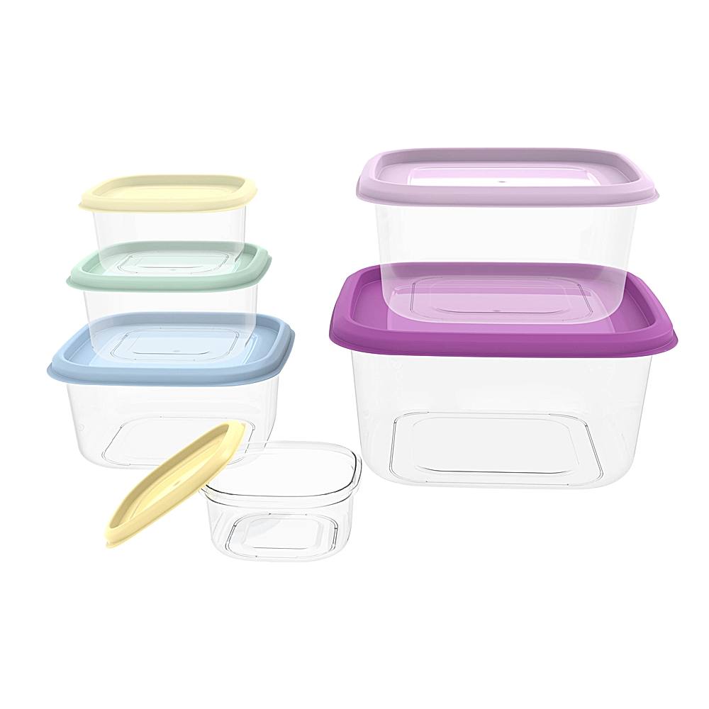 All Time Plastic Prism Square Storage Containers (Multicolour) - Set Of 5 - 1 Unit