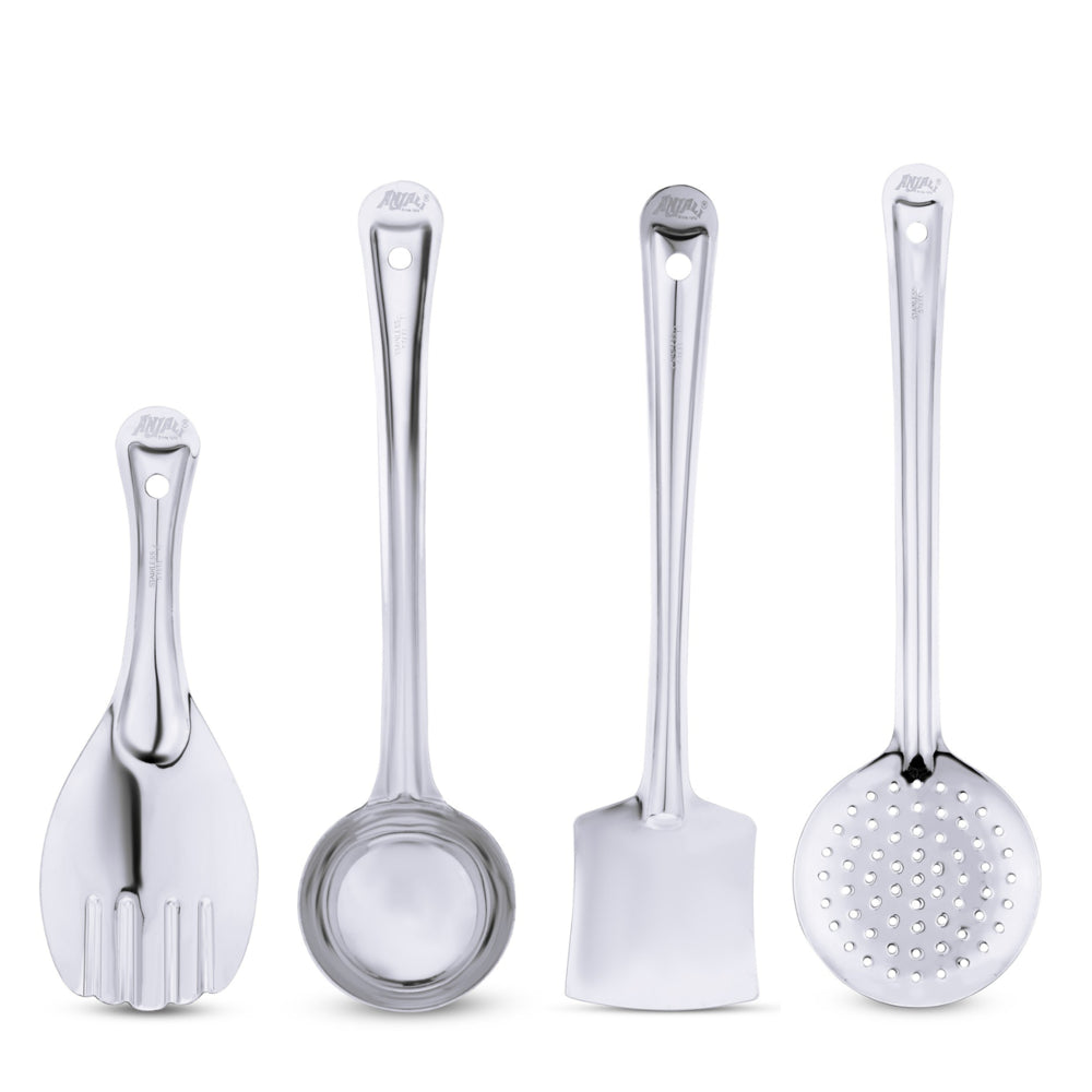 Anjali Stainless Steel Serving Spoon & Ladle - Set of 4 - 1 Unit