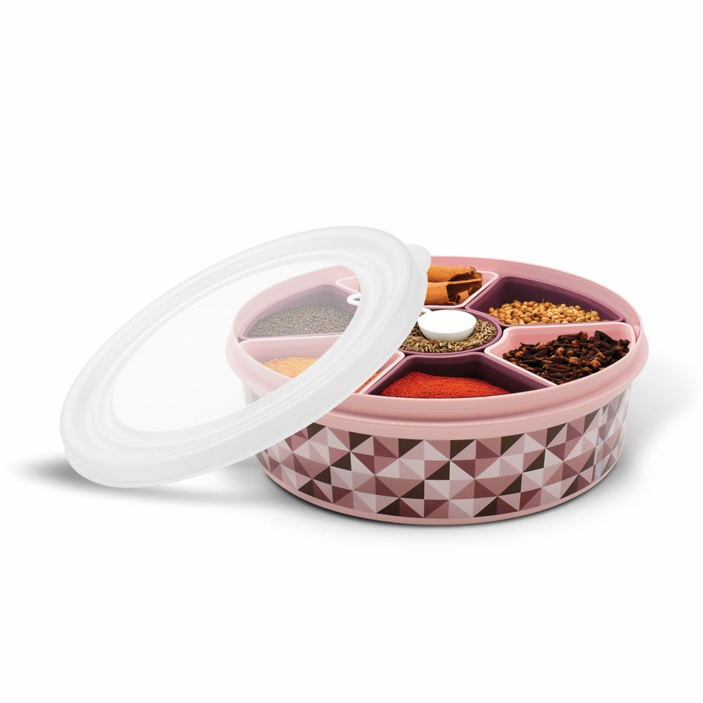 Asian Aroma Plastic Spice Box (Masala Dabba) - Pink - 1 U