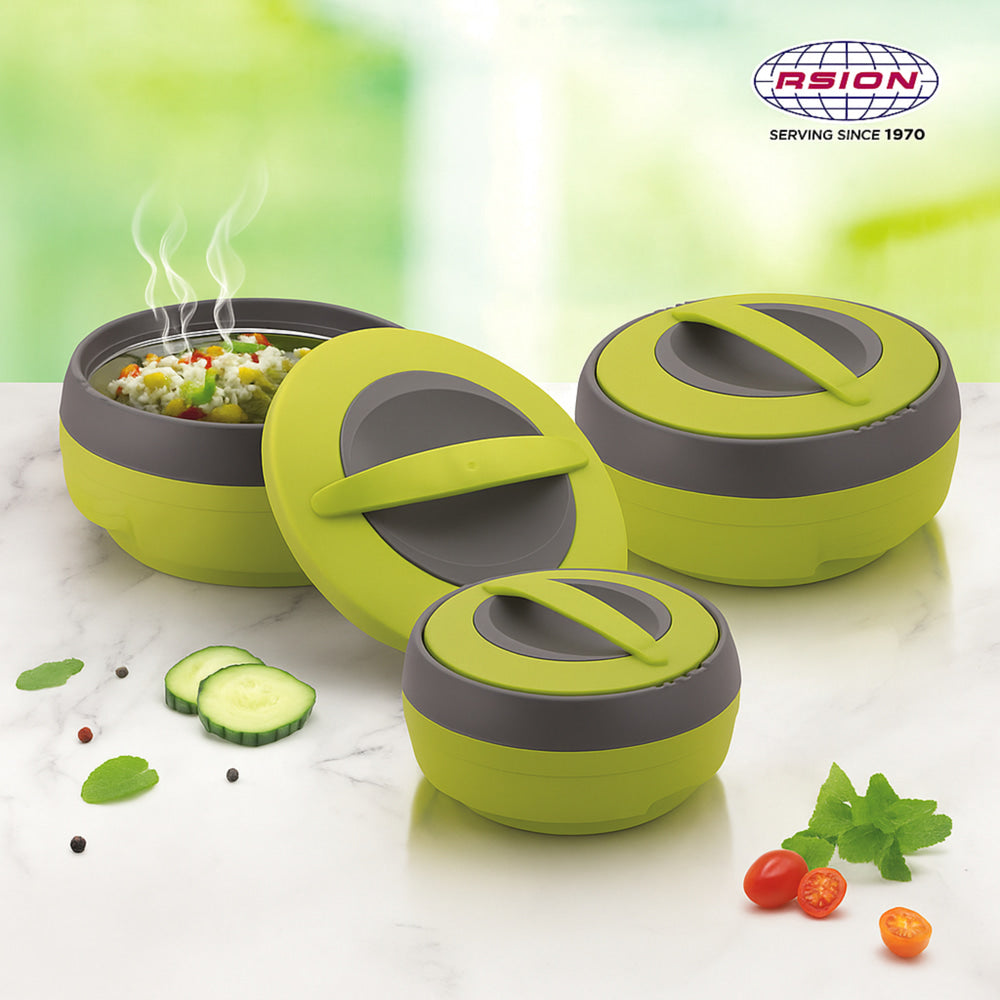 Asian Cosmos Insulated Casserole (Green) Set Of 3 - 1 Unit