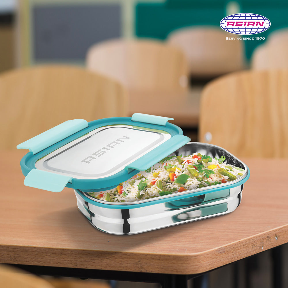 Asian Fresh Bite Stainless Steel Lunch Box (Mud Blue) - 850 ml - 1 Unit