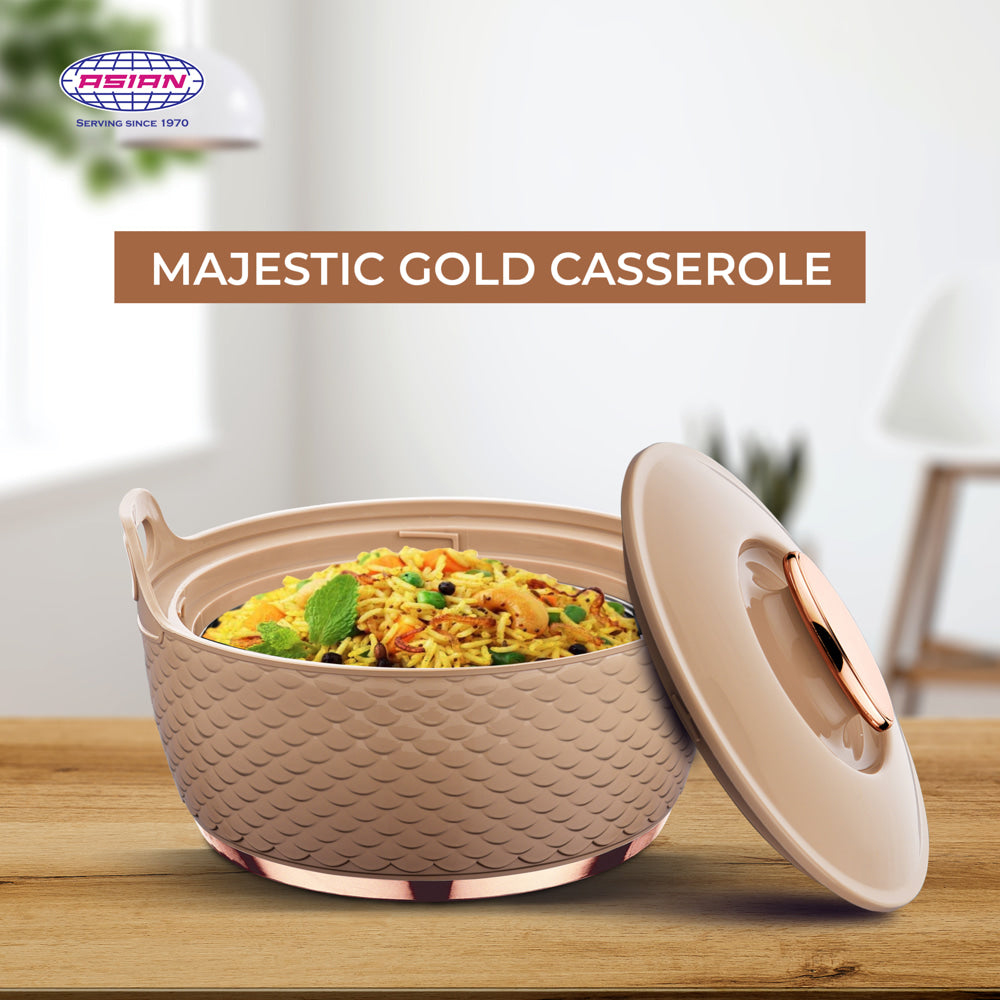 Asian Majestic Gold Insulated Casserole (Rose Beige) 1400 ml - 1 Unit
