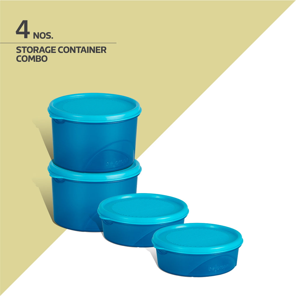Belocopia Round Plastic Containers (Blue) CFS0020 - Set of 4 - 4 U