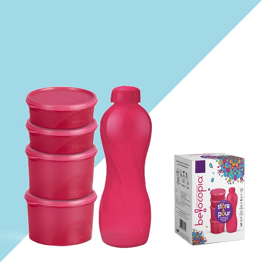Belocopia Store & Pour Container & Bottle Combo (Pink) CFSC0047 - Set of 5 - 5 U