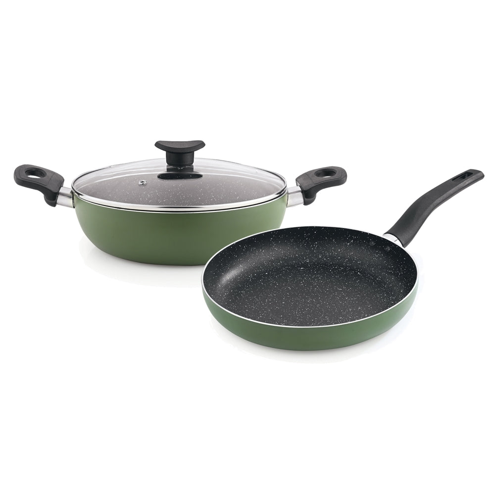 Bergner Non-Stick Induction Base Dahlia Cookware Set (Green) - 3 Pieces - 1 U