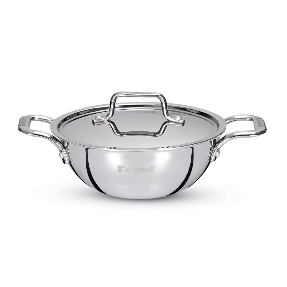 Bergner Tripro 24 cm Stainless Steel Triply Deep Kadhai With Lid - 1 Unit
