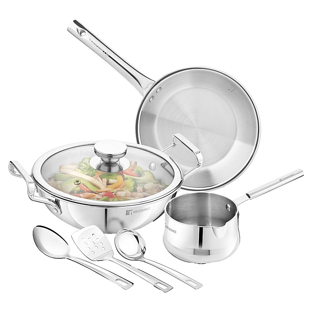 Bergner Tripro Induction Based Triply Cookware Set - 7 Pieces - 1 Unit