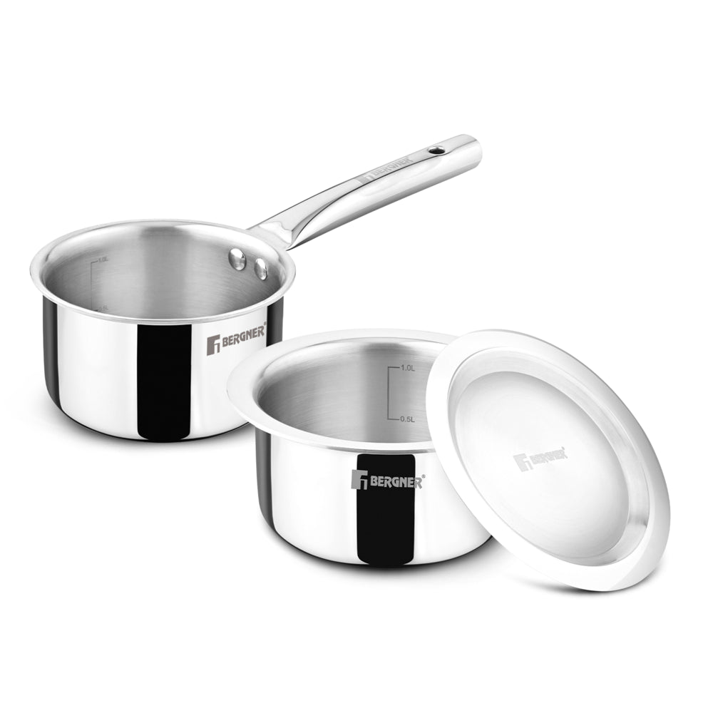 Bergner Tripro Triply Happy Set Of Tea Pan & Tope With Lid - 1 Unit