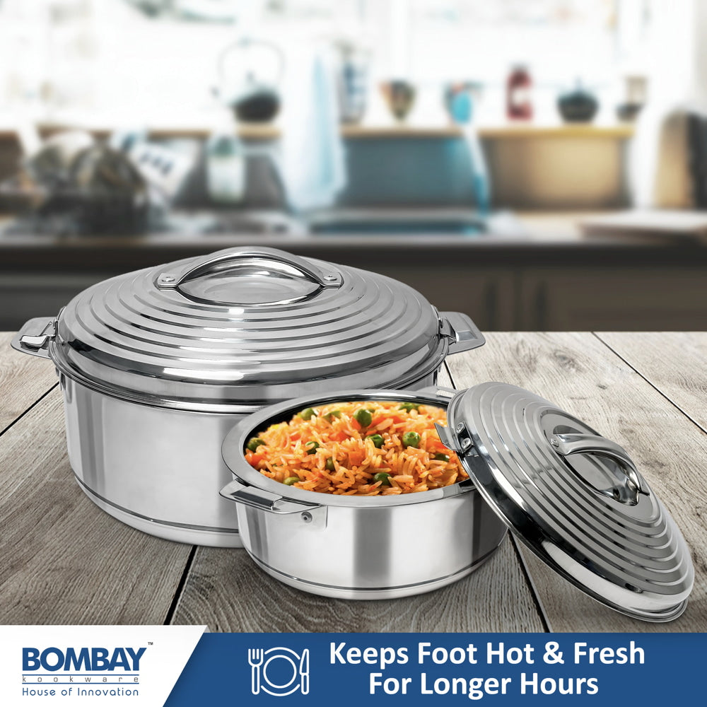 Bombay Kookware Stainless Steel Della Casserole Set (Silver) - Set Of 2 - 2 U
