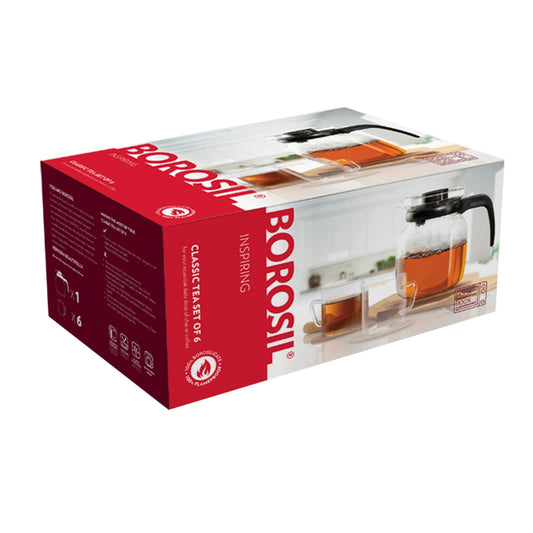 Borosil Classic Tea Set 1 Litre Carafe & 6 Mugs - 1 U