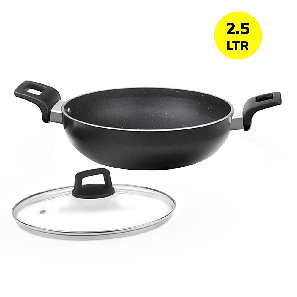 Borosil Granito Non-Stick Induction Base Kadai With Lid (2.5 L) - 24 cm