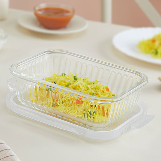 Borosil Klip & Store Rectangle Glass Container - (640 ml) - 1 Unit