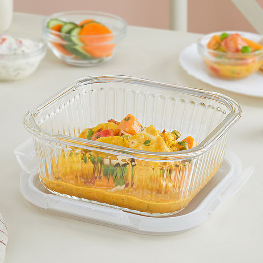 Borosil Klip & Store Square Glass Container - (800 ml) - 1 Unit