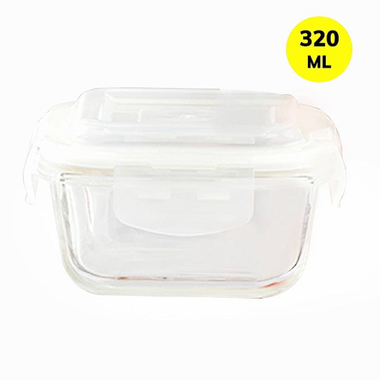 Borosil Klip-N-Store Square Glass Container - 320 ml