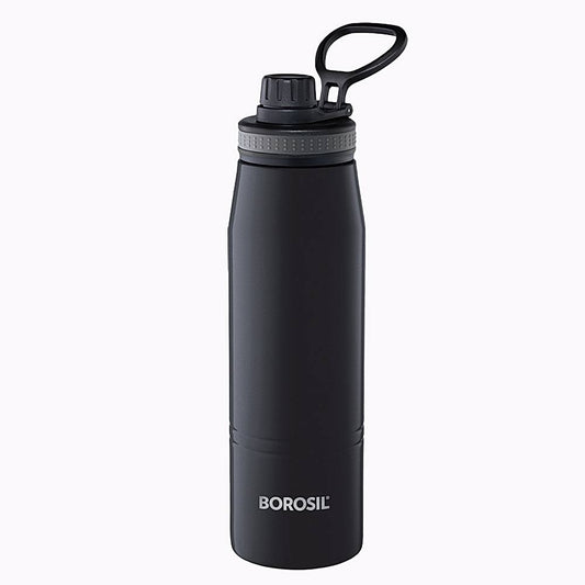 Borosil Stainless Steel Go Sport Water Bottle - Black - 900 ml