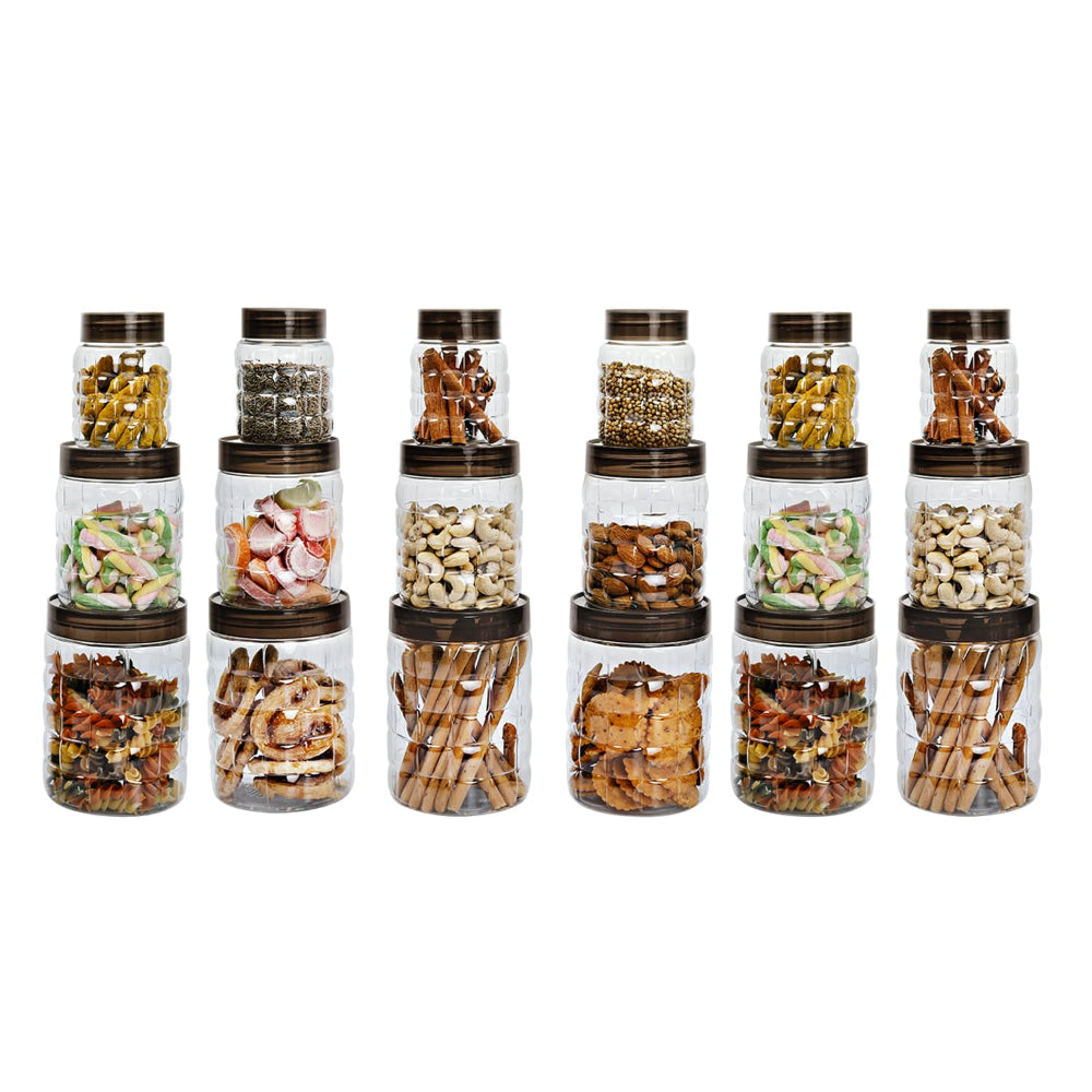 Cello Checkers Pet Canisters (Brown) - Set Of 18 - 1 Unit
