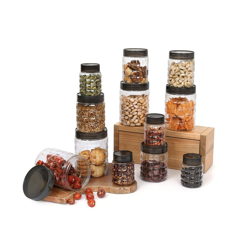 Cello Checkers Plastic Airtight Container - Set Of 12 - 1 U