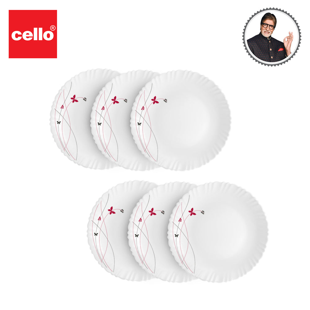 Cello Dazzle Lush Fiesta Dinner Plate - White - 6 Pieces - 1 U