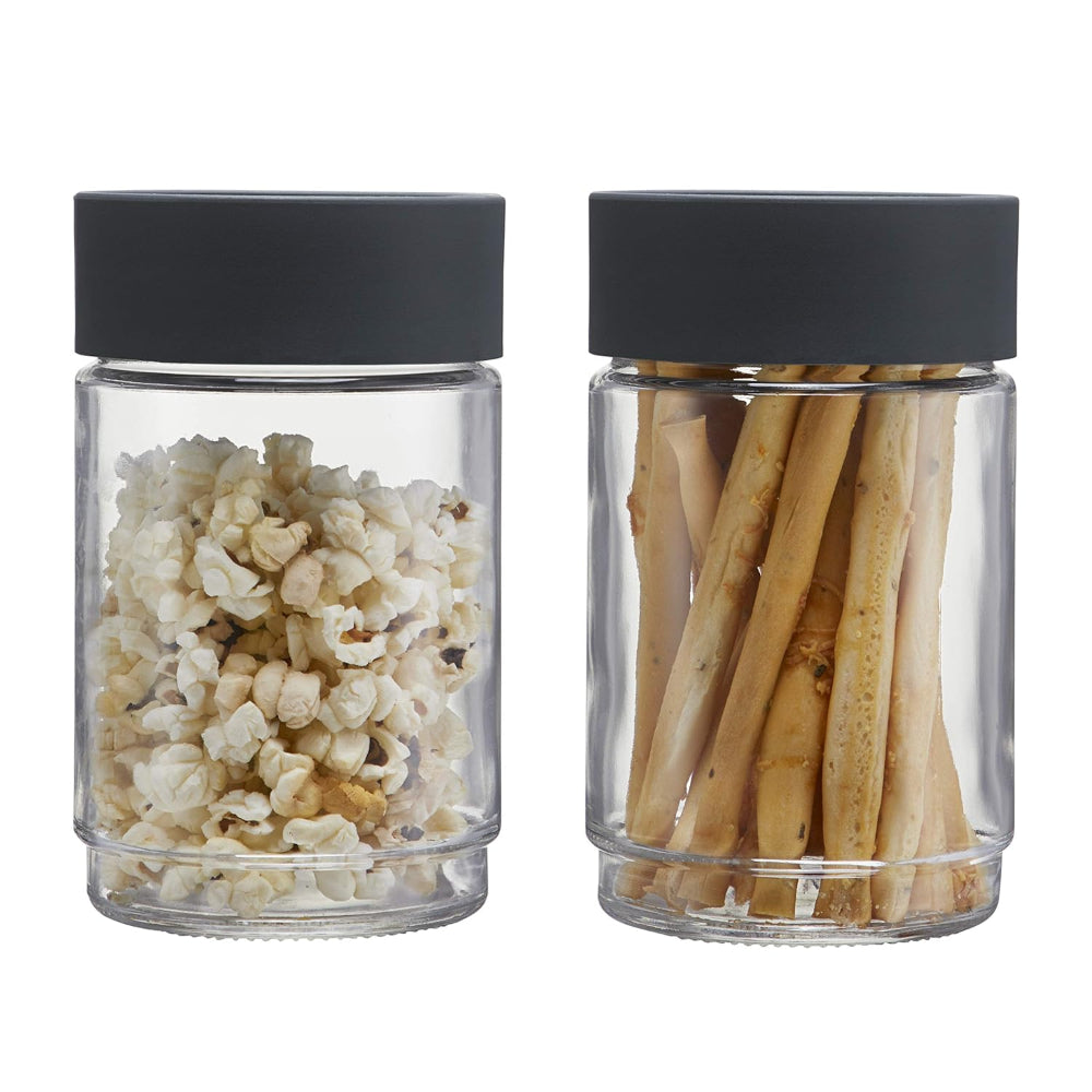 Cello Modustack Glassy Storage Jar (750 ml) Grey - Set Of 2 - 1 Unit