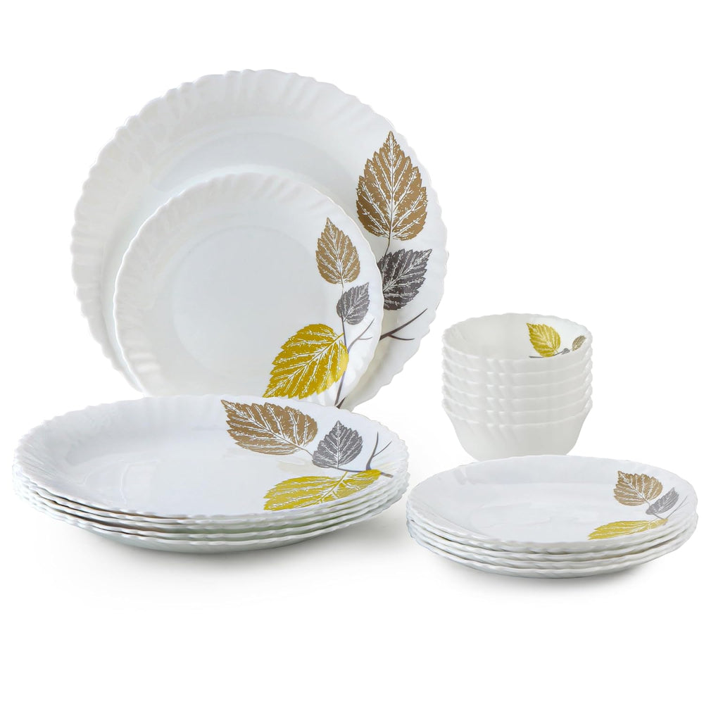 Cello Opalware Dazzle Series Autumn Leaf Dinner Set - 18 Piece - 1 Unit