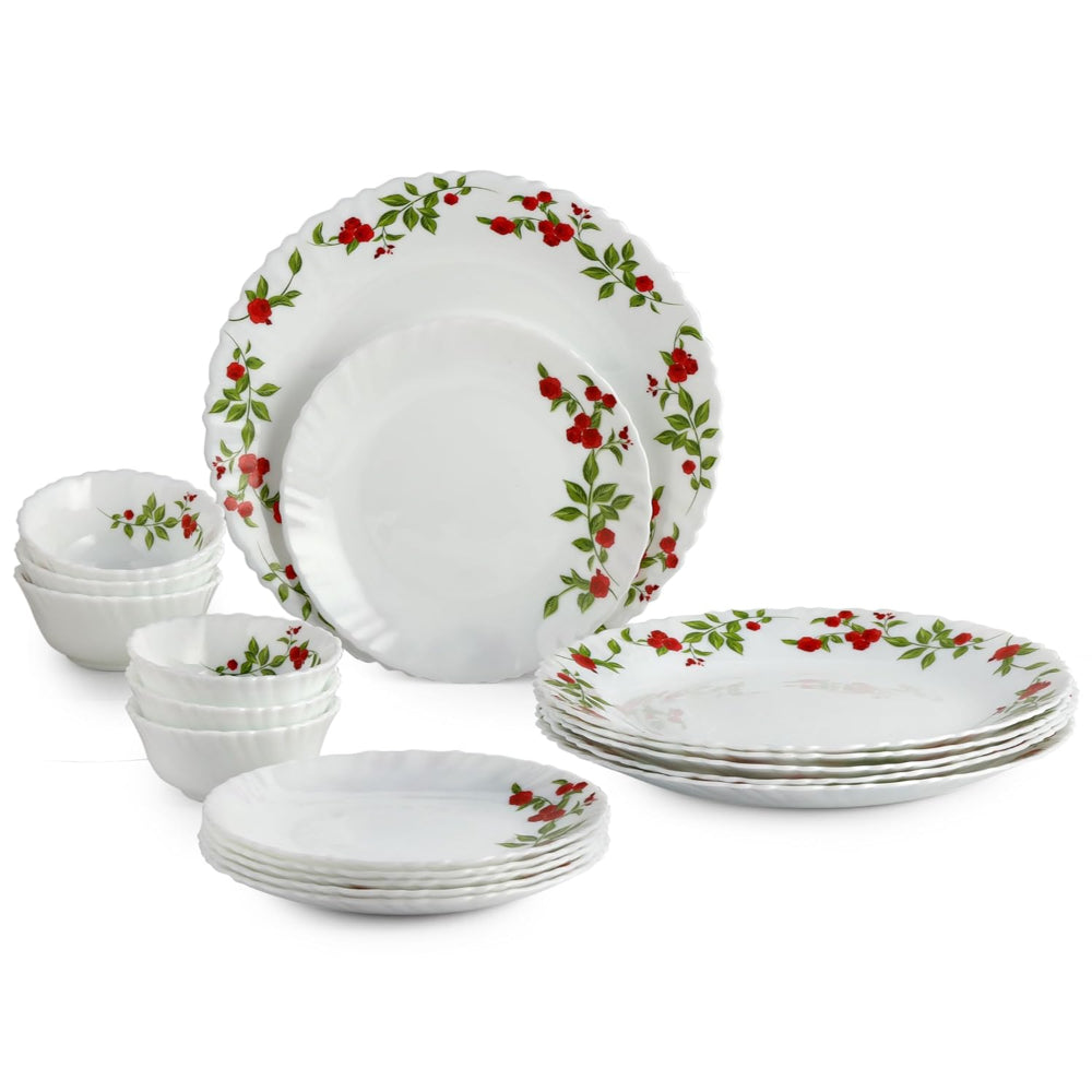 Cello Opalware Dazzle Series Imperial Rose Dinner Set - 18 Pieces - 1 Unit