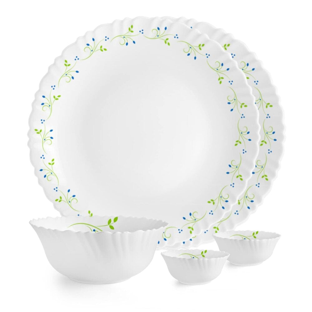 Cello Opalware Dazzle Tropical Lagoon Dinner Set (White) - 5 Pieces - 5 U