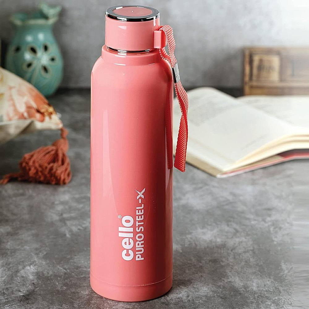 Cello Puro Steel-X Benz 900 Water Bottle (Peach) - 650 ml - 1 U