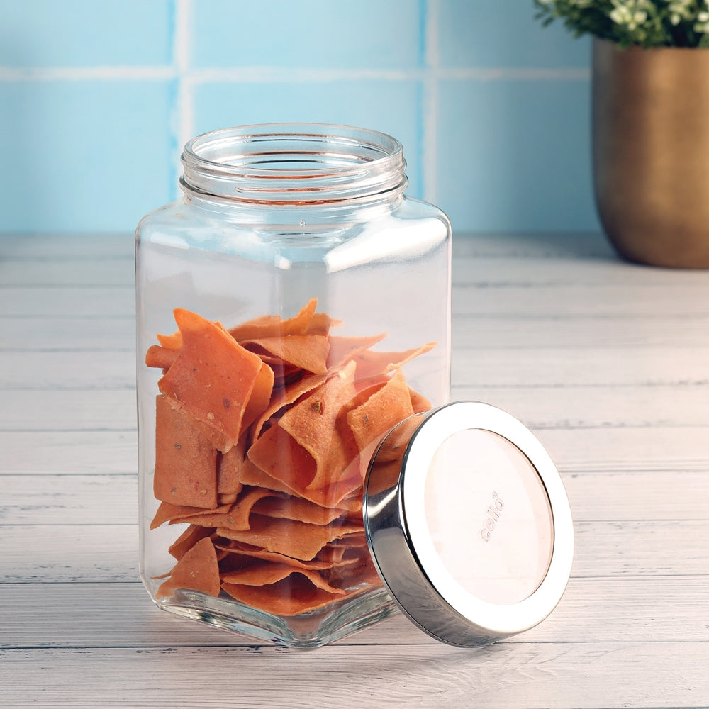Cello Qube Fresh Glass Storage Jar Clear - 1 L - 1 U