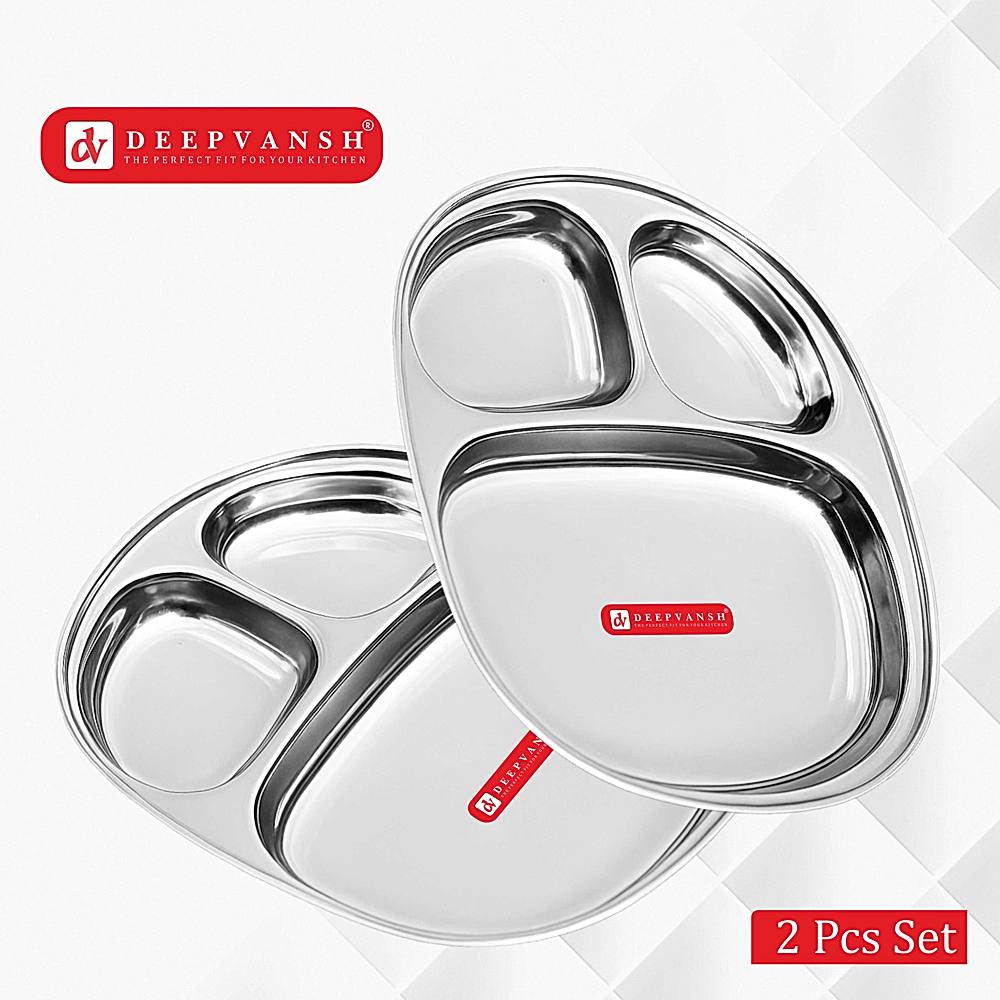 Deepvansh Stainless Steel Pav Bhaji Plate - 2 U
