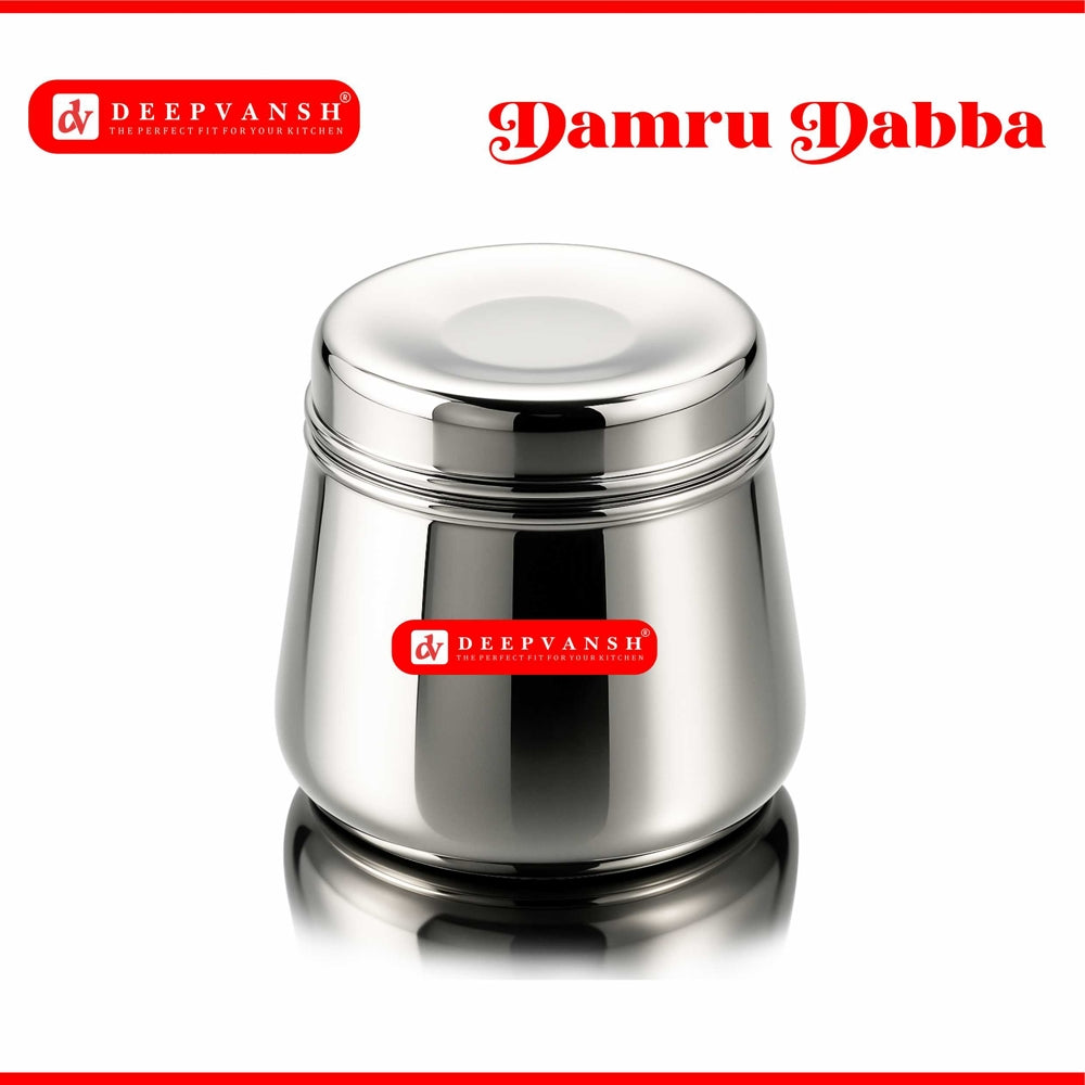 Deepvansh Stainless Steel Storage Damru Dabba - 500 ml - 1 U