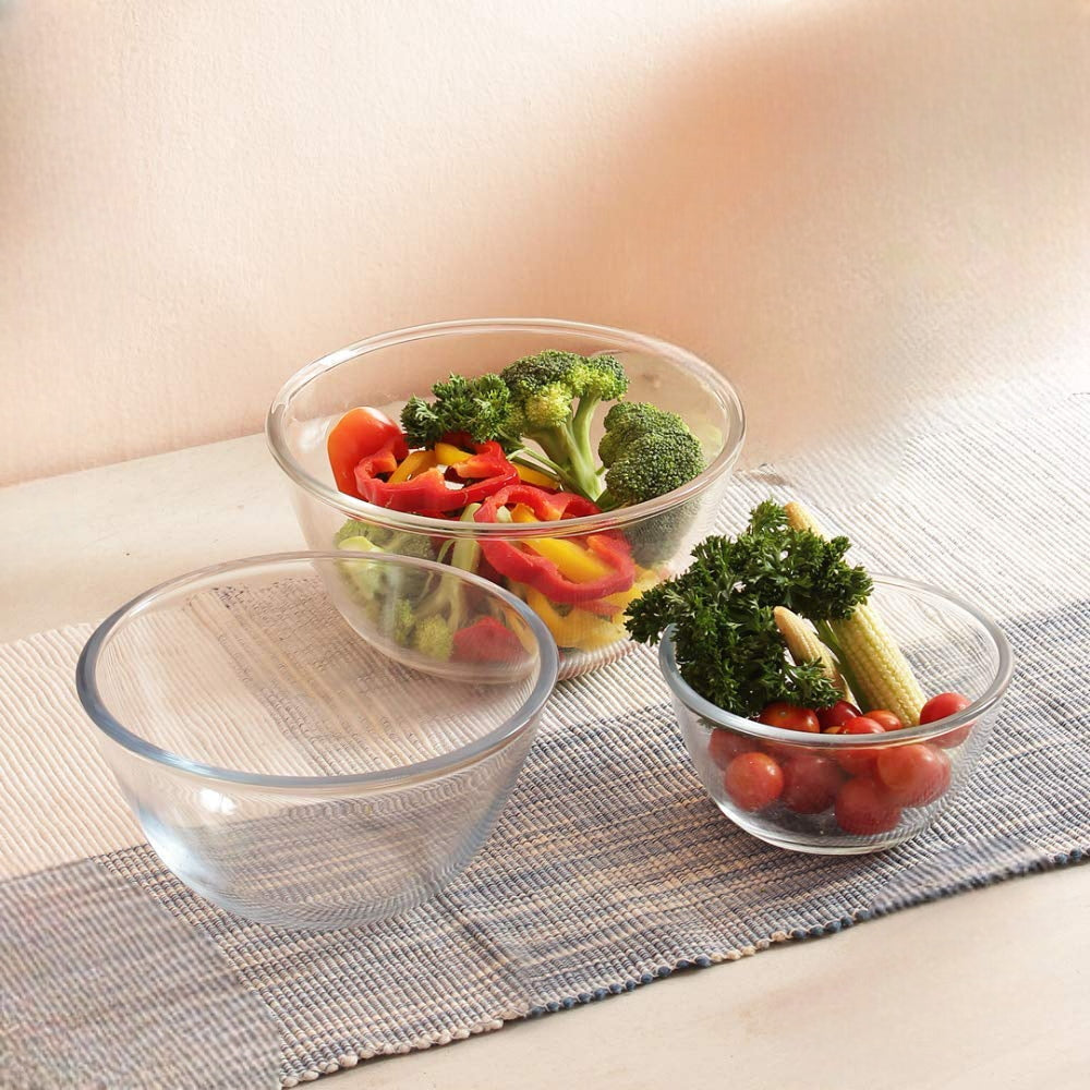 Femora Borosilicate Microwave Glass Mixing Bowls (3 Pieces) - 1 U