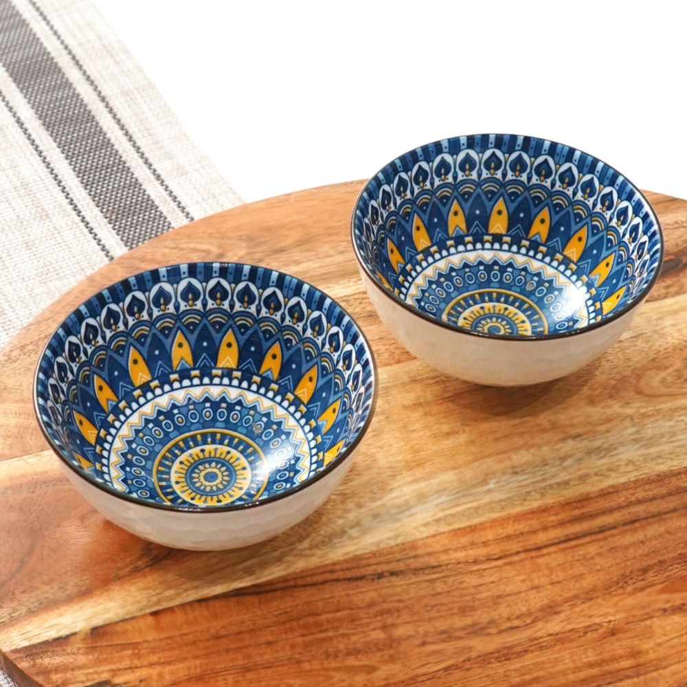 Femora Ceramic Bowl (D2) - 315 ml (Multicolour) Set Of 2 - 1 Unit