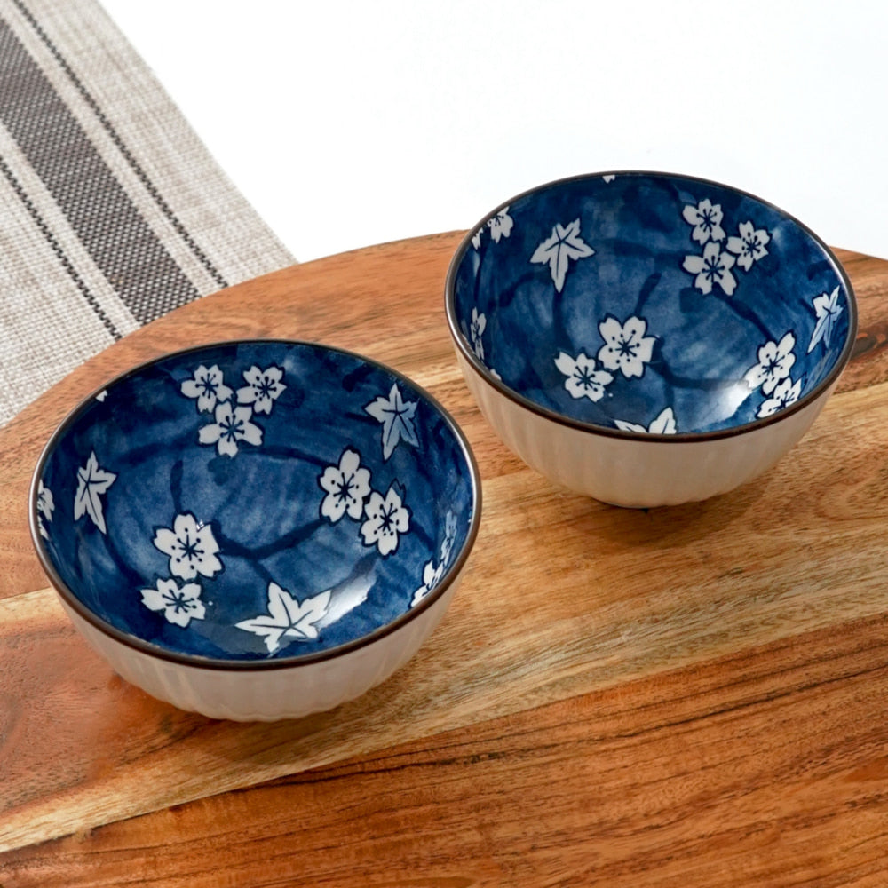 Femora Ceramic Floral Bowl (White) 315ml - Set Of 2 - 1 Unit
