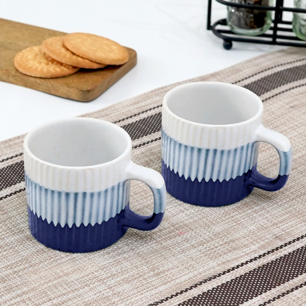 Femora Ceramic Tea Cup (Blue) 180 ml - Set Of 2 - 1 Unit