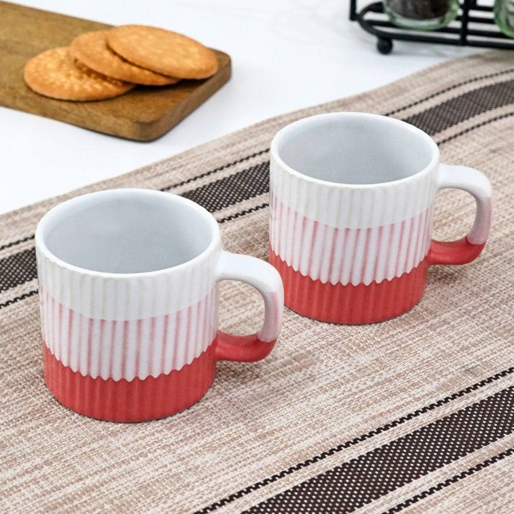 Femora Ceramic Tea Cup (Pink) 180 ml - Set Of 2 - 1 Unit