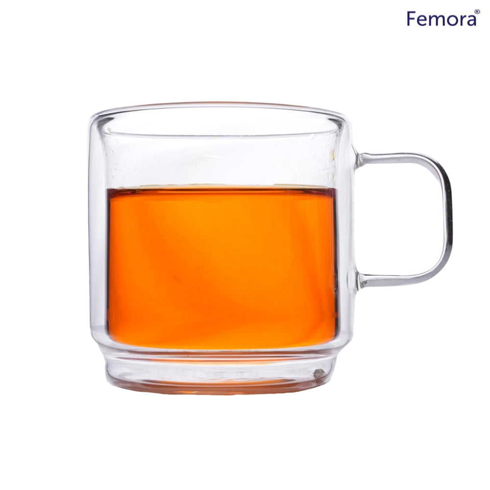 Femora Double Wall Glass Coffee Mug - 280 ml - 1 U