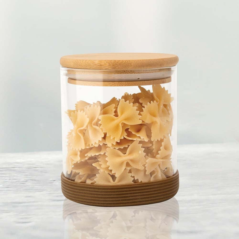 Femora Glassware Round Storage Jar With Wooden Lid - 600 ml