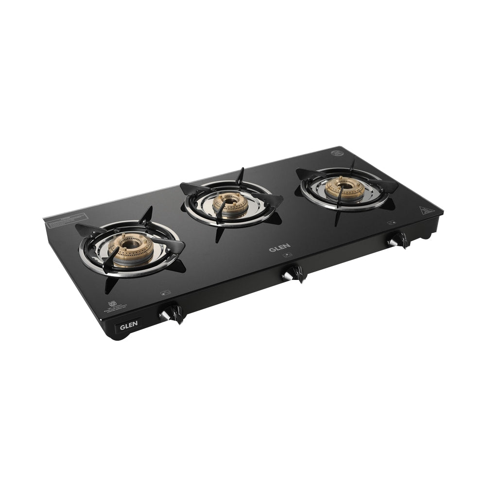 Glen Glass Top LPG Stove 1030 Brass Burner - Black - 1 U