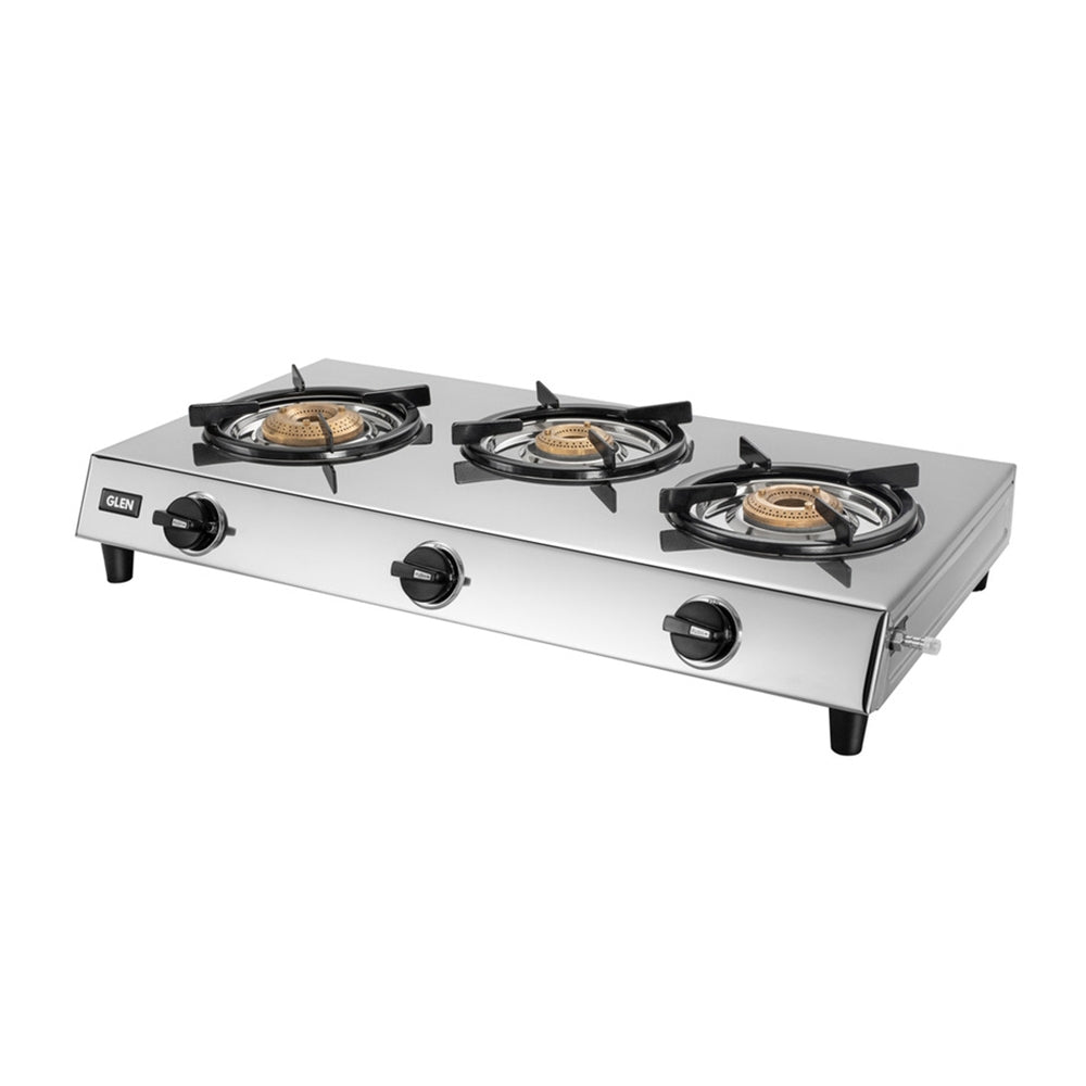 Glen Stainless Steel LPG Stove 1036 HF Brass Burner - Silver - 1 U