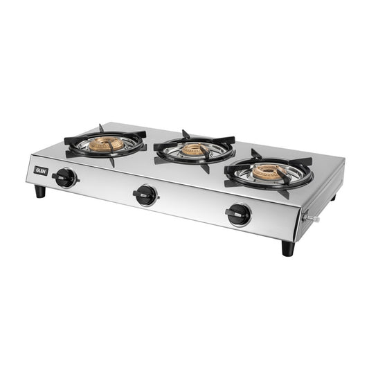 Glen Stainless Steel LPG Stove 1036 HF Brass Burner - Silver - 1 U