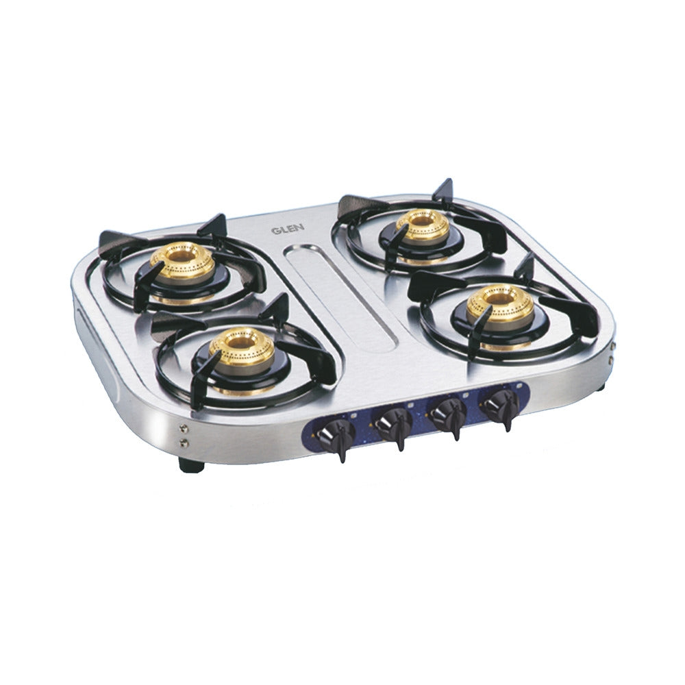 Glen Stainless Steel LPG Stove 1044 Brass Burner - Silver - 1 U