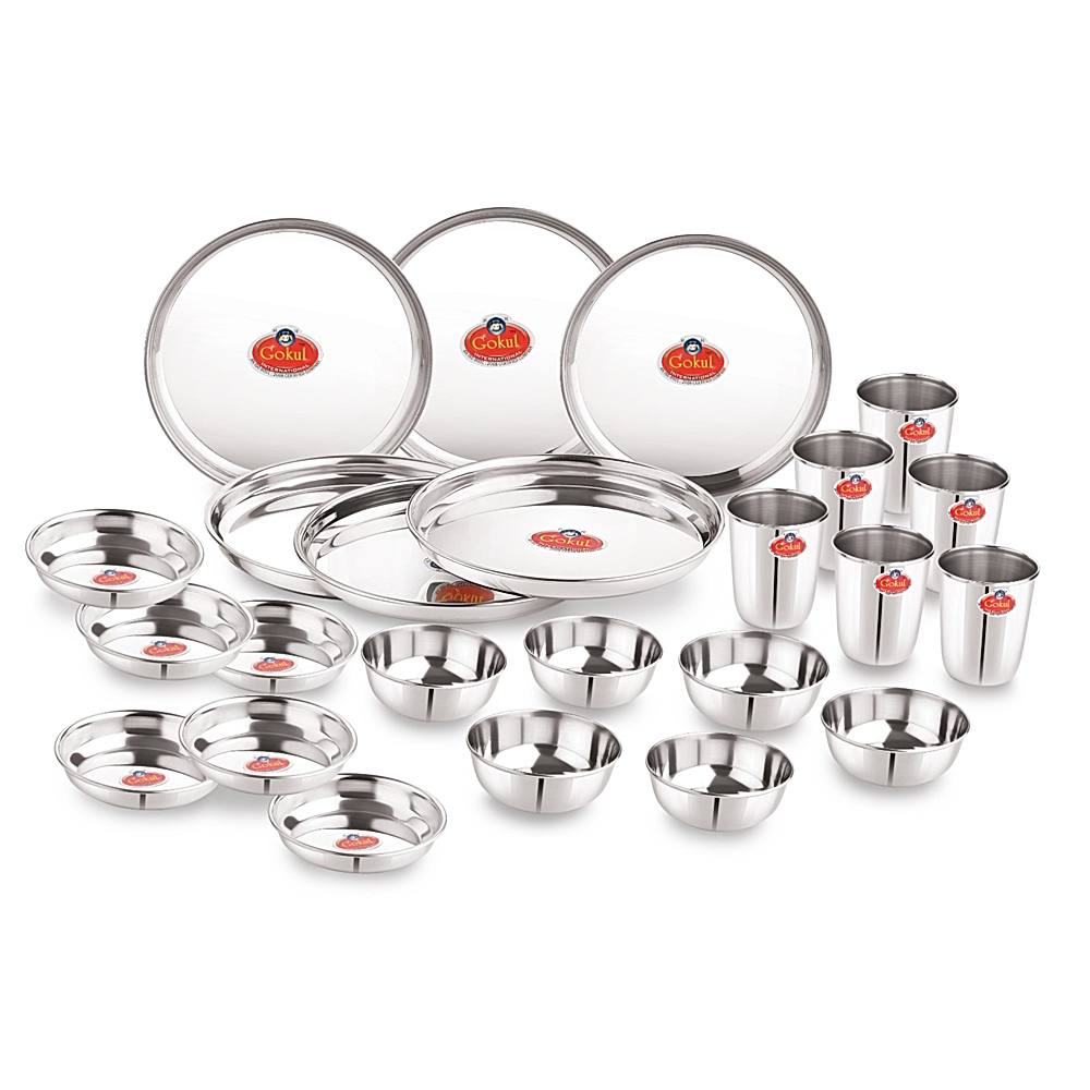 Gokul Stainless Steel Dinner Set - 24 Pieces - 1 U