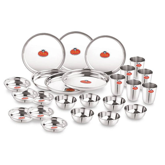 Gokul Stainless Steel Dinner Set - 24 Pieces - 1 U