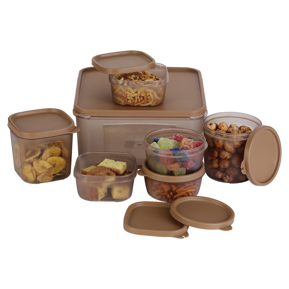 Happy Family Fresco Kitchen Containers Set (Brown) - 7 Pieces - 7 U