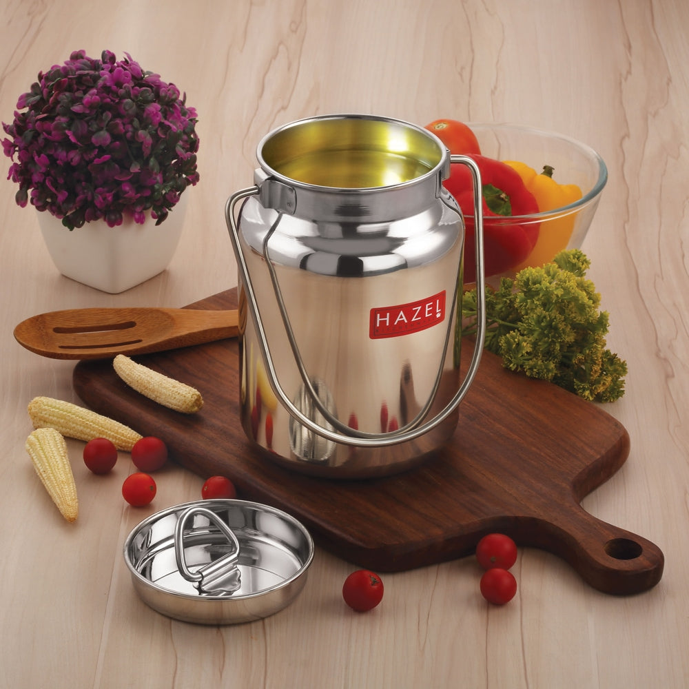 HAZEL Stainless Steel Oil And Ghee Air Tight Container - 1 U